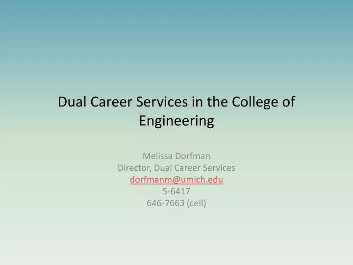 dual career services in the college of engineering
