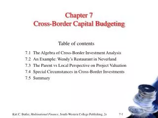 Chapter 7 Cross-Border Capital Budgeting