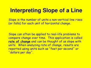 Interpreting Slope of a Line