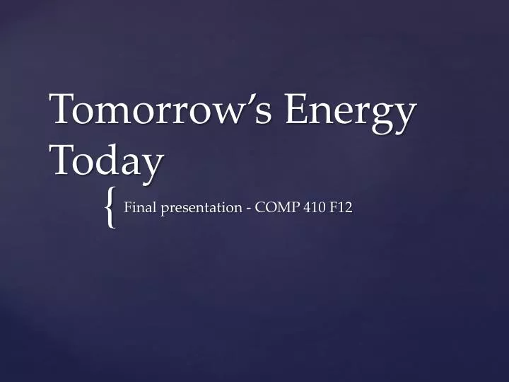 tomorrow s energy today