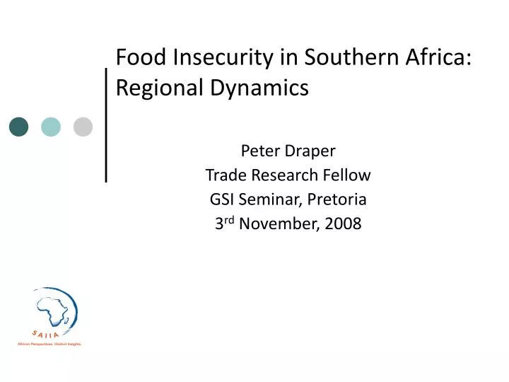food insecurity in southern africa regional dynamics