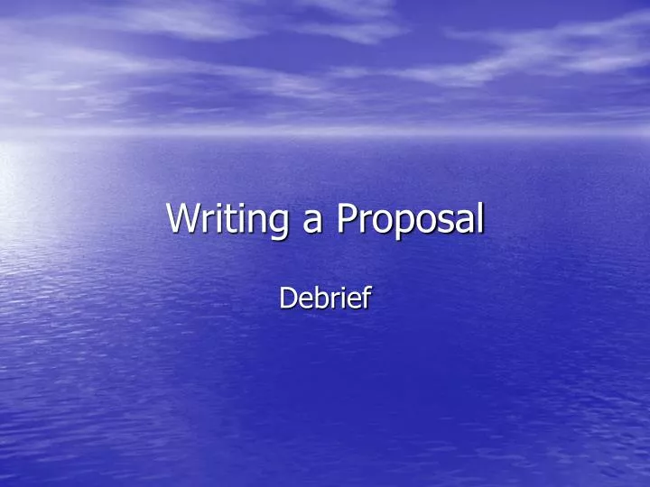 writing a proposal