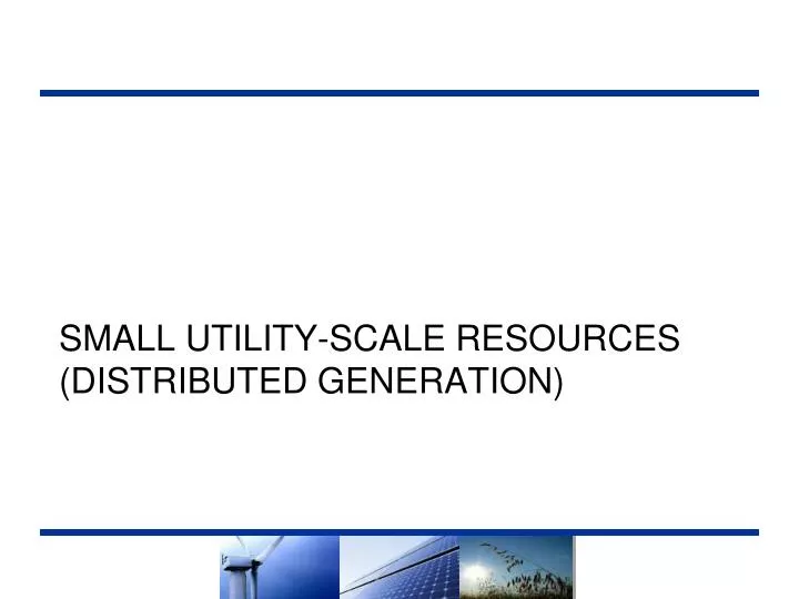 small utility scale resources distributed generation