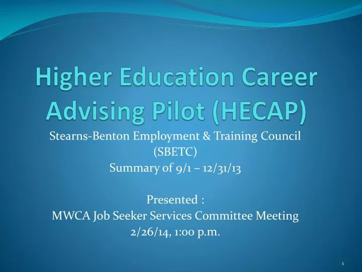 higher education career advising pilot hecap