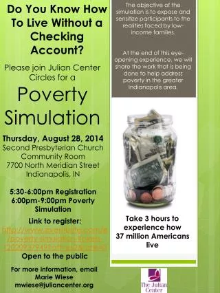 Please join Julian Center Circles for a Poverty Simulation
