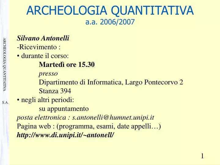 archeologia quantitativa a a 2006 2007