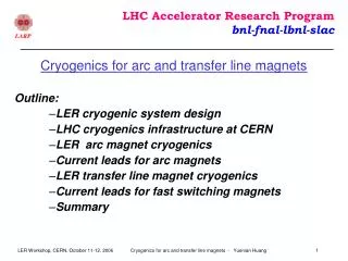 Cryogenics for arc and transfer line magnets