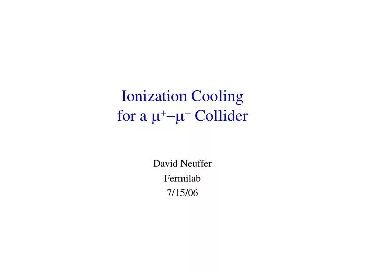 ionization cooling for a collider