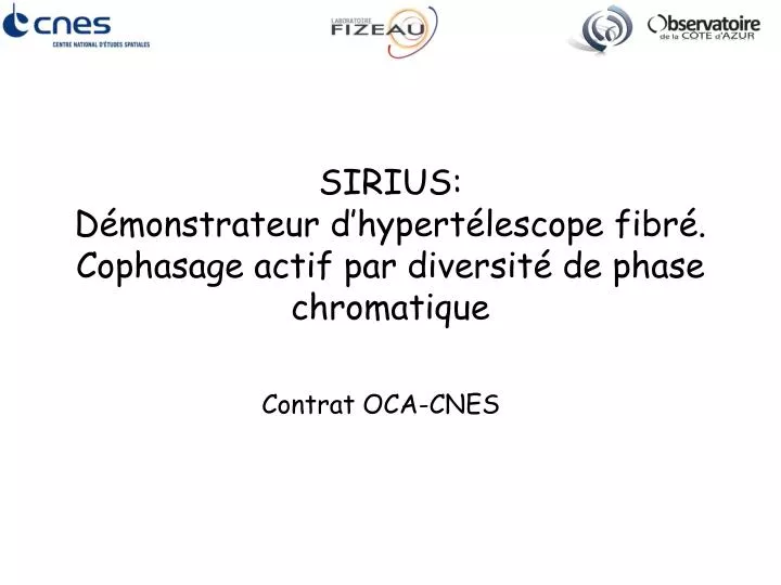 sirius d monstrateur d hypert lescope fibr cophasage actif par diversit de phase chromatique
