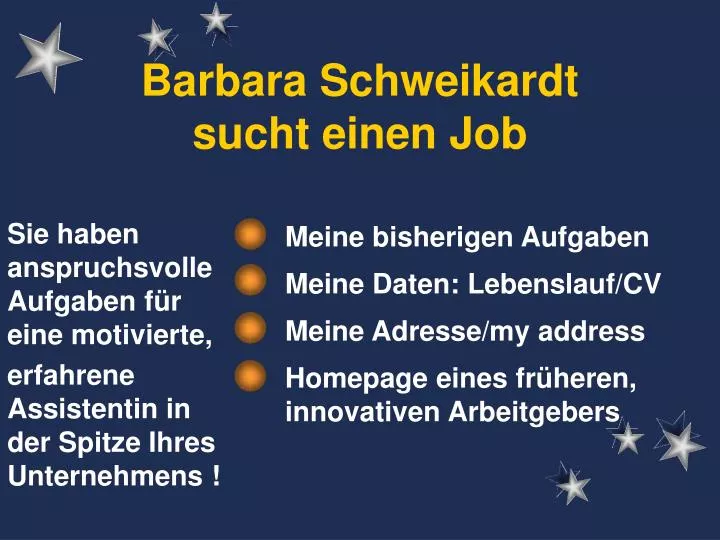 barbara schweikardt sucht einen job