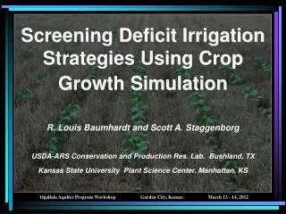 Screening Deficit Irrigation Strategies Using Crop Growth Simulation