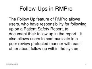Follow-Ups in RMPro
