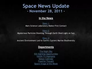 Space News Update - November 28, 2011 -