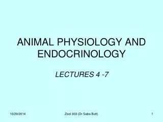 ANIMAL PHYSIOLOGY AND ENDOCRINOLOGY