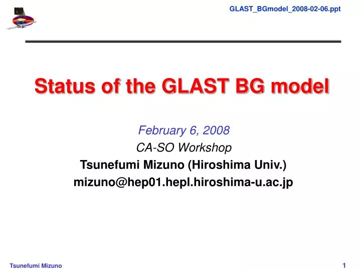 status of the glast bg model