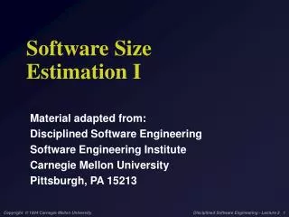 Software Size Estimation I