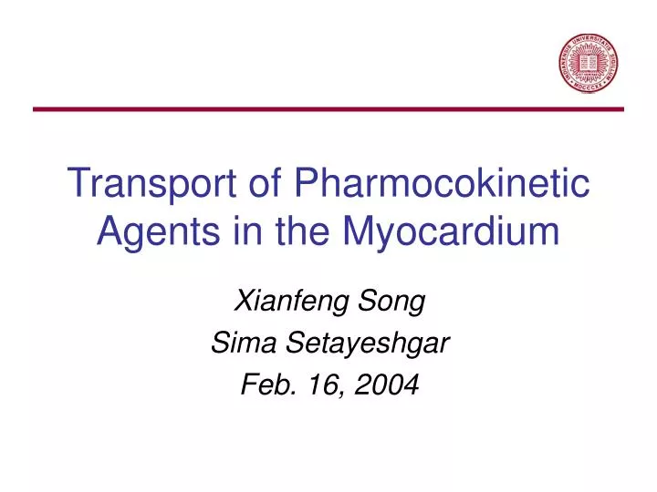 transport of pharmocokinetic agents in the myocardium