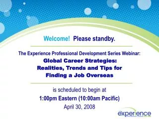 is scheduled to begin at 1:00pm Eastern (10:00am Pacific) April 30, 2008