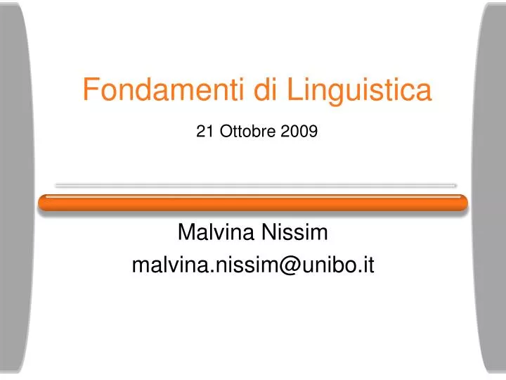 fondamenti di linguistica 21 ottobre 2009