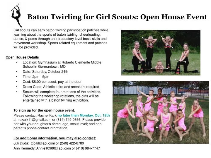 baton twirling for girl scouts open house event