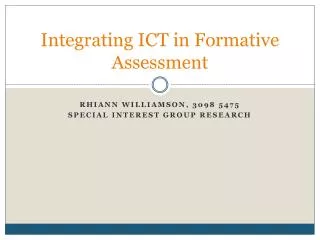 Integrating ICT in Formative Assessment