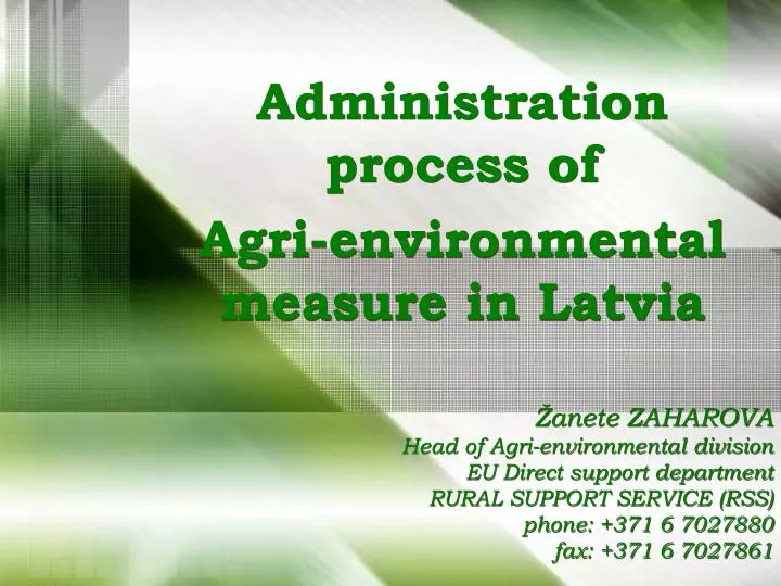 administration process of agri environmental measure in latvia