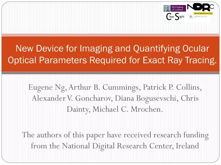 new device for imaging and quantifying ocular optical parameters required for exact ray tracing