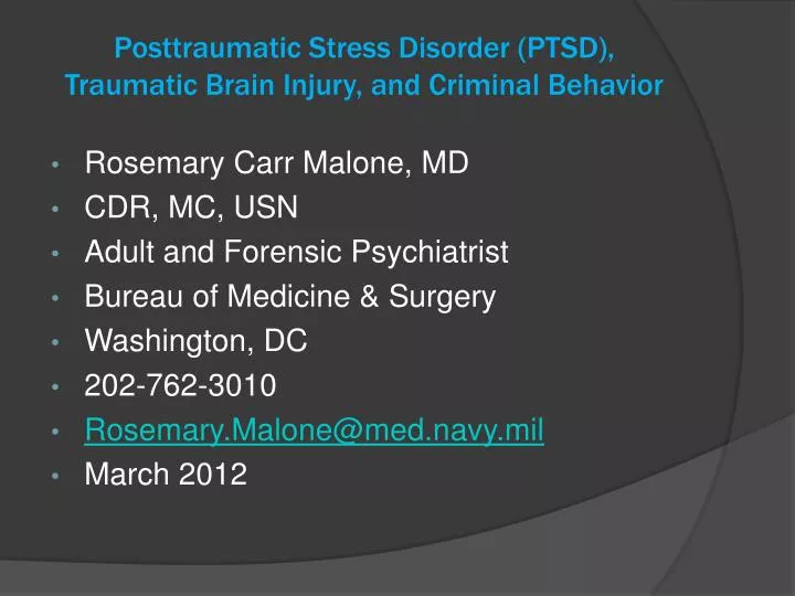 posttraumatic stress disorder ptsd traumatic brain injury and criminal behavior