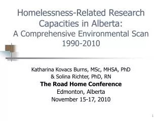 Homelessness-Related Research Capacities in Alberta: A Comprehensive Environmental Scan 1990-2010