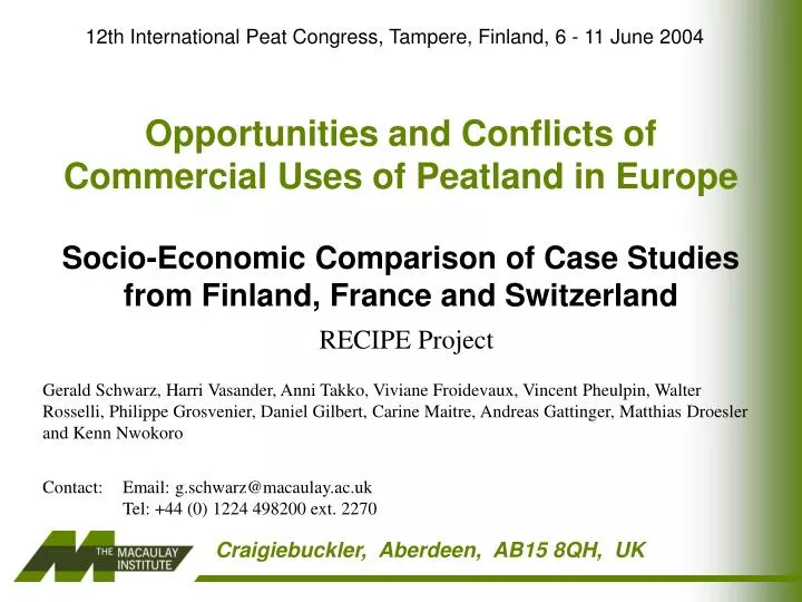 opportunities and conflicts of commercial uses of peatland in europe