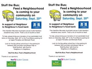 Stuff the Bus; Feed a Neighbourhood