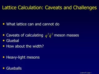 Lattice Calculation: Caveats and Challenges