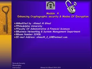 Module 4 Enhancing Cryptographic security &amp; Modes Of Encryption
