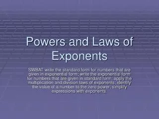 Powers and Laws of Exponents