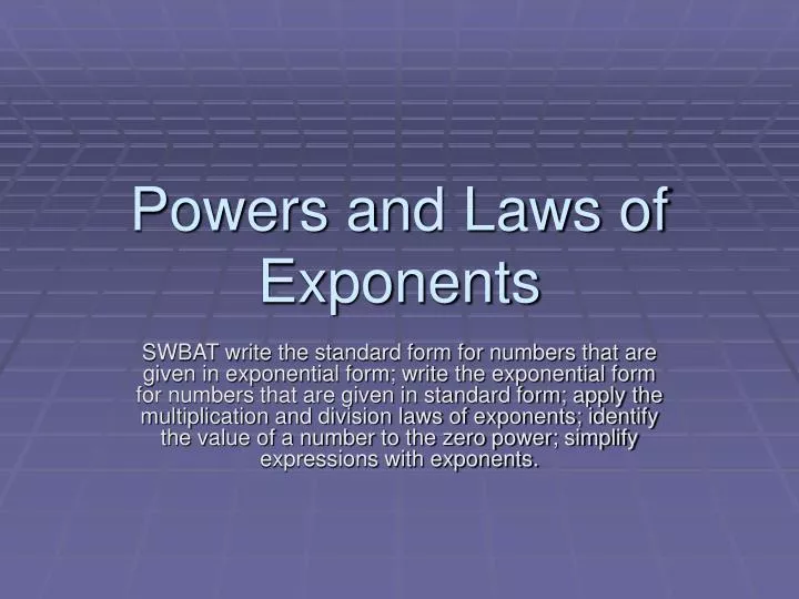 powers and laws of exponents