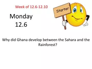 Why did Ghana develop between the Sahara and the Rainforest?