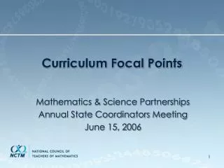Curriculum Focal Points