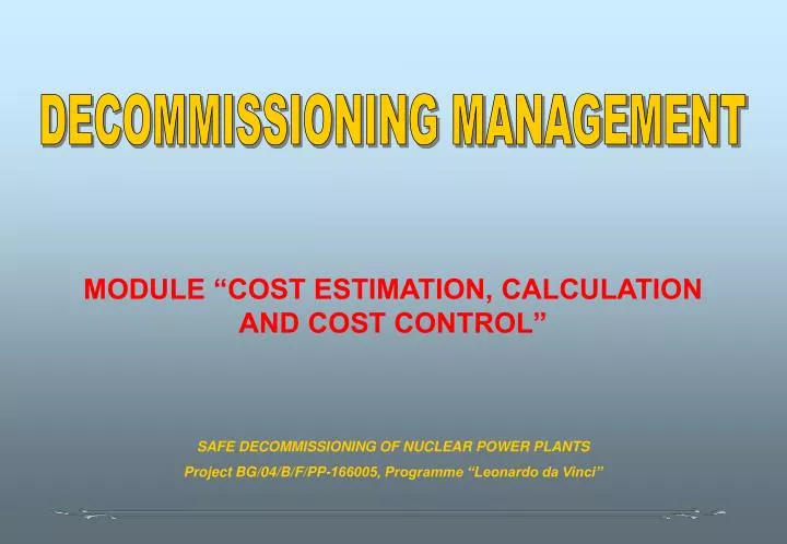 module cost estimation calculation and cost control