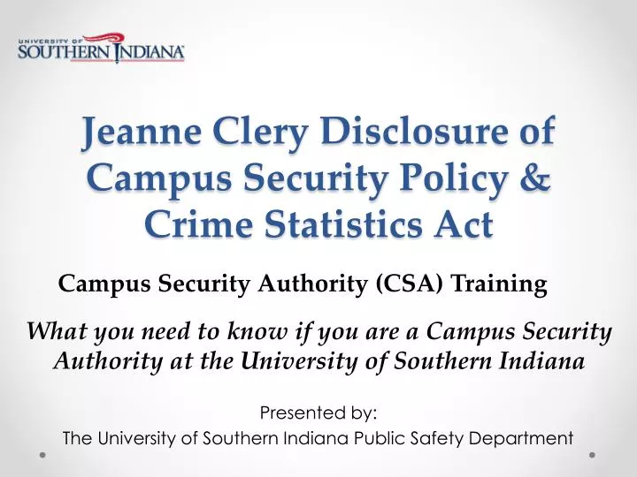 jeanne clery disclosure of campus security policy crime statistics act