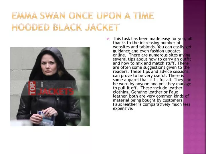 emma swan once upon a time hooded black jacket