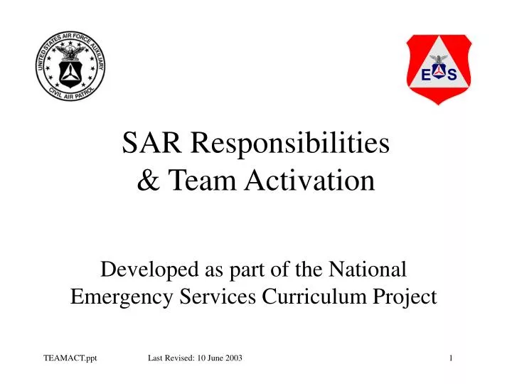 sar responsibilities team activation