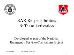SAR Responsibilities &amp; Team Activation - slide 1