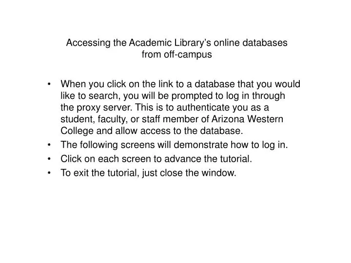 accessing the academic library s online databases from off campus