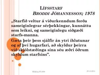 l fsstarf broddi j hannesson 1978