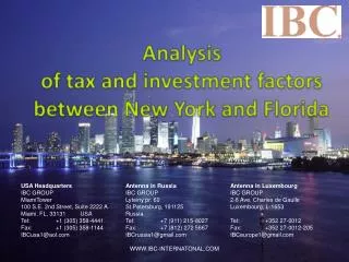 Analysis of tax and investment factors between New York and Florida