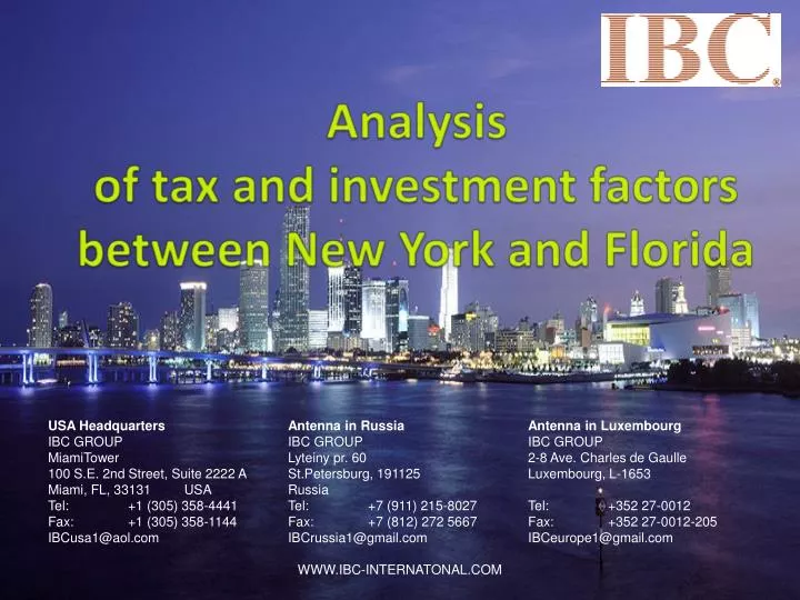analysis of tax and investment factors between new york and florida