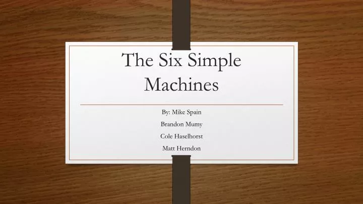 the six simple machines