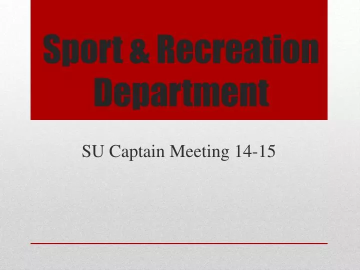 sport recreation department
