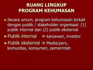 ruang lingkup program kehumasan