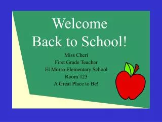 Welcome Back to School!